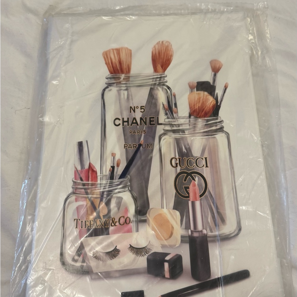 Amazon Makeup Brush and Perfume Jar Wall Art - Black, Gold, Brown